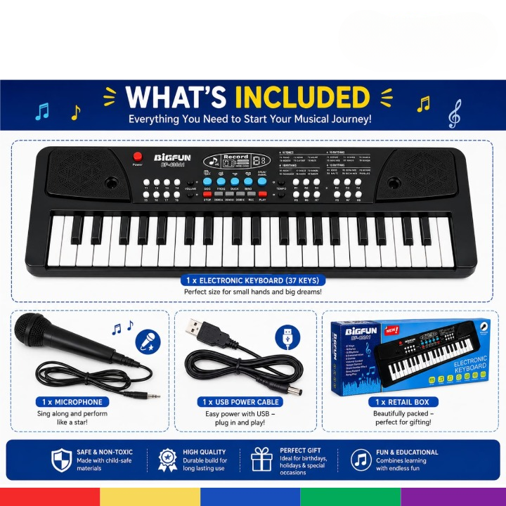 Electronic Keyboard Piano 37-Key– Musical Toy